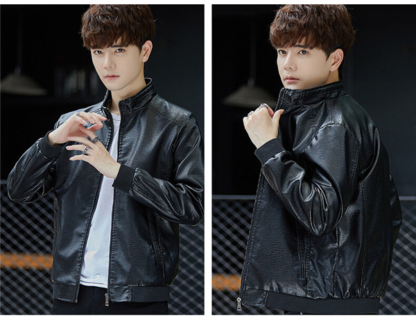 ライダースジャケット メンズ レザージャケット バイク用 革ジャン 立ち襟 無地 ジップアップ 裏起毛 秋冬服 あたたっか 保温 暖かいコート 