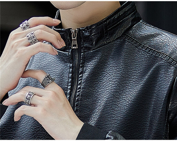 ライダースジャケット メンズ レザージャケット バイク用 革ジャン 立ち襟 無地 ジップアップ 裏起毛 秋冬服 あたたっか 保温 暖かいコート 