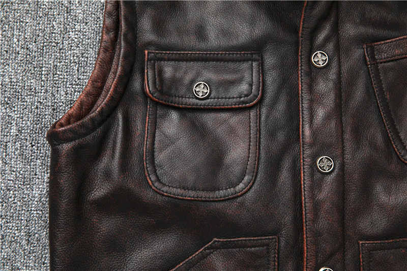 。ベスト バイク用ベスト 。ジャケット 革ジャン ライダースジャケット 牛革 メンズ ヴィンテージ風 レザージャケット 