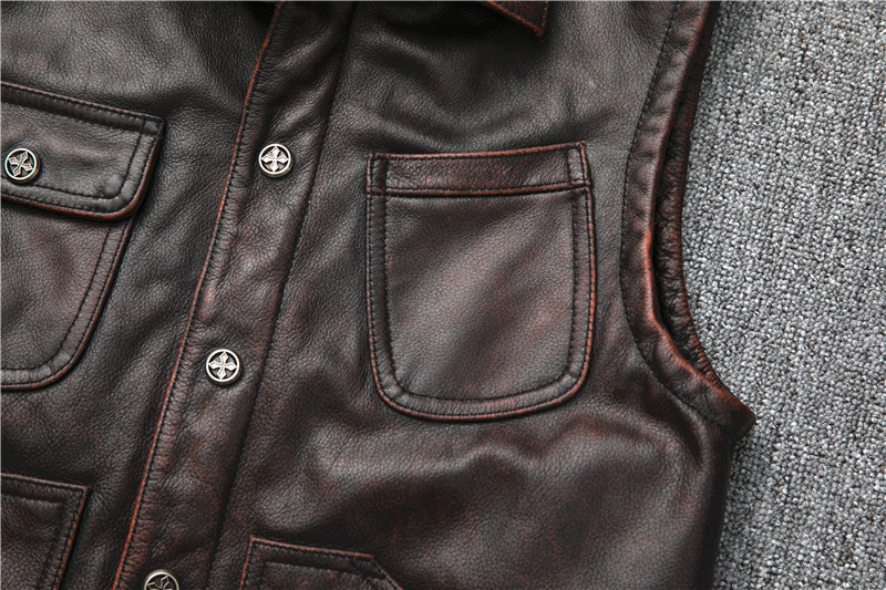 。ベスト バイク用ベスト 。ジャケット 革ジャン ライダースジャケット 牛革 メンズ ヴィンテージ風 レザージャケット 