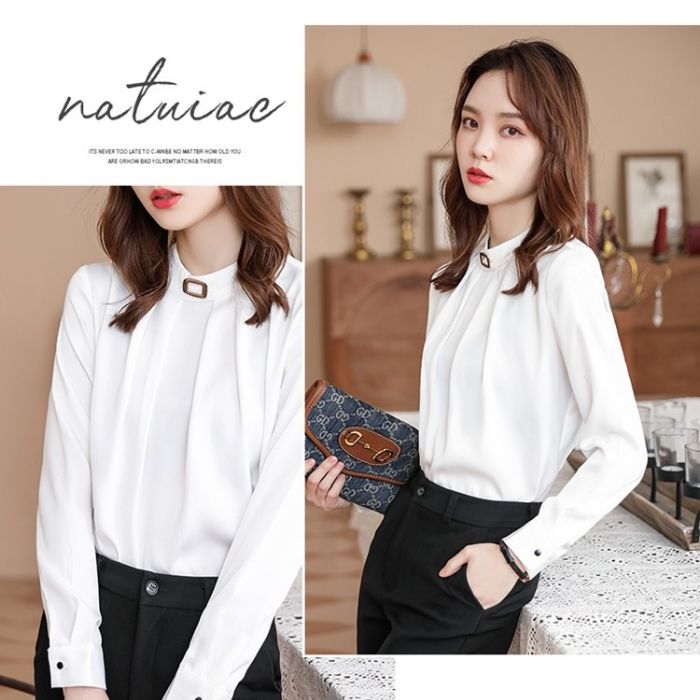 レディースシャツ オフィスシャツ 艶感有り3色選び トップス ブラウス 春夏 きれいめ 着痩 カ ジュアル風 オシャレ 