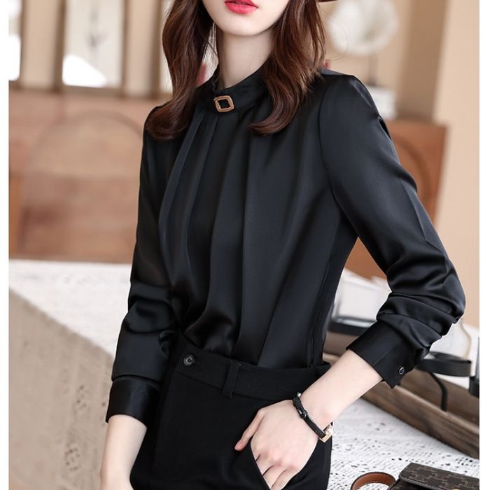 レディースシャツ オフィスシャツ 艶感有り3色選び トップス ブラウス 春夏 きれいめ 着痩 カ ジュアル風 オシャレ 