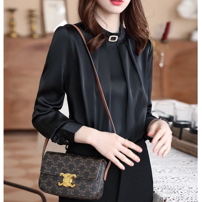 レディースシャツ オフィスシャツ 艶感有り3色選び トップス ブラウス 春夏 きれいめ 着痩 カ ジュアル風 オシャレ 