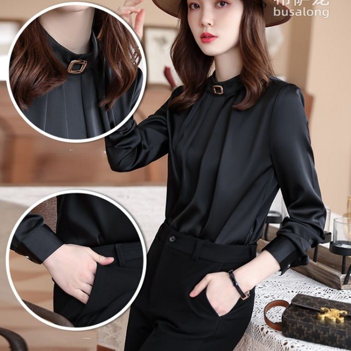 レディースシャツ オフィスシャツ 艶感有り3色選び トップス ブラウス 春夏 きれいめ 着痩 カ ジュアル風 オシャレ 