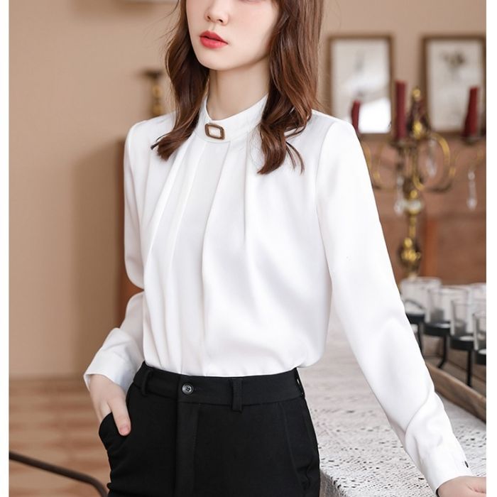 レディースシャツ オフィスシャツ 艶感有り3色選び トップス ブラウス 春夏 きれいめ 着痩 カ ジュアル風 オシャレ 