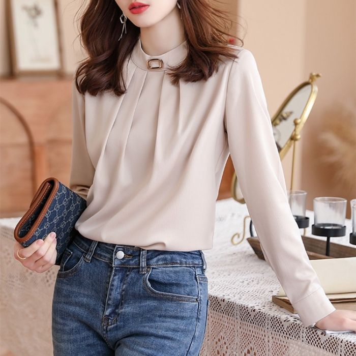 レディースシャツ オフィスシャツ 艶感有り3色選び トップス ブラウス 春夏 きれいめ 着痩 カ ジュアル風 オシャレ 