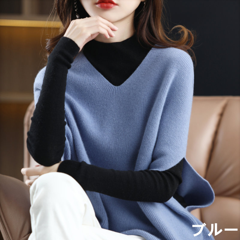お取り寄せ商品 ベスト レディース ニットベスト 5S-3XL Vネック シンプル 重ね着 ゆったり ノースリーブ トップス ケープ ケープベスト カジュアル 
