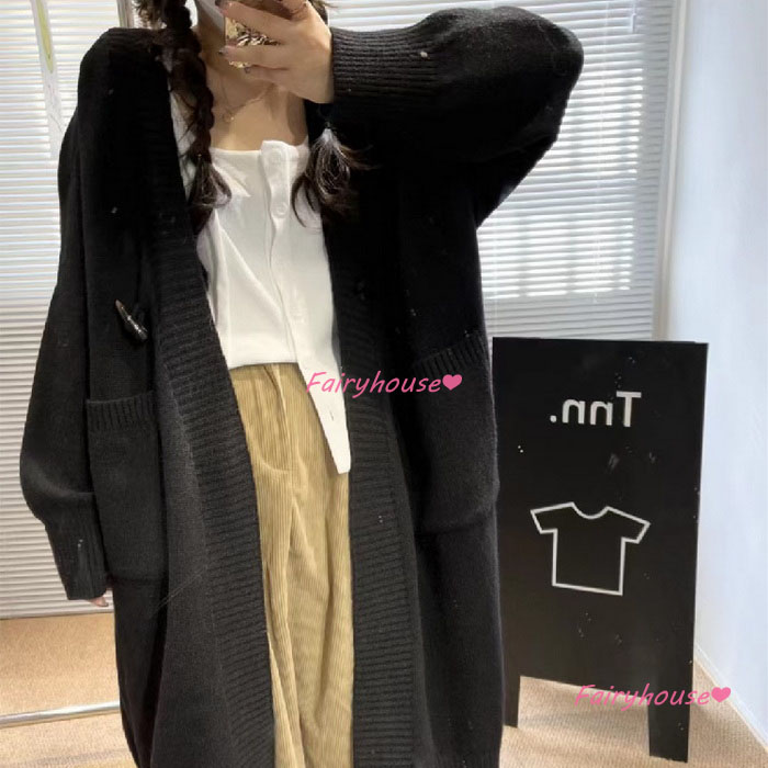 ニットカーディガン レディース 秋冬 長袖ニットコーディガン ロングコーディガン Vネックカーディガン おしゃれ ゆったりニットアウター 無地セーター 韓国風 