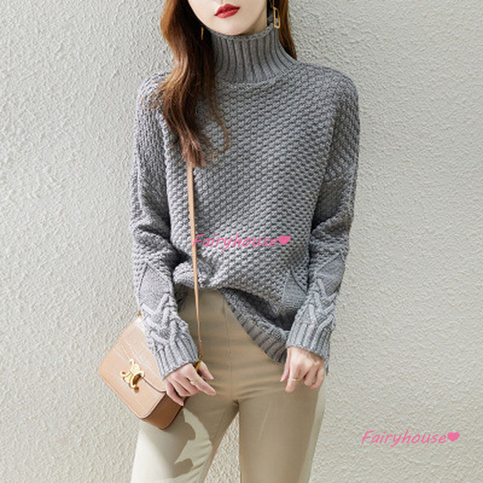 ニットトップス レディース 秋冬 40代 長袖セーター 無地ハイネック ショット丈ニットソー オシャレ韓国風 ゆったりプルオーバー 50代30代 大人ニットインナー 