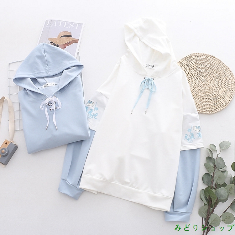 トレーナー ショート 切替 バイ長袖 森ガール レディース  