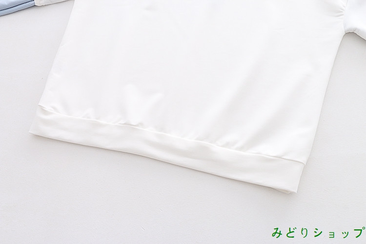 トレーナー ショート 切替 バイ長袖 森ガール レディース  