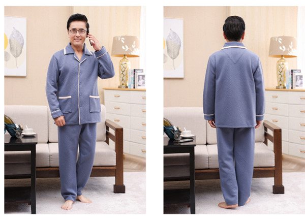 厚手 ルームウェア パジャマ メンズ チェック柄 キルトパジャマ 秋冬 襟付き 保温 寝間着 上下セット セットアップ 部屋着 前開き 長袖長ズボン 