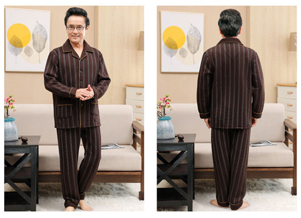 厚手 ルームウェア パジャマ メンズ チェック柄 キルトパジャマ 秋冬 襟付き 保温 寝間着 上下セット セットアップ 部屋着 前開き 長袖長ズボン 