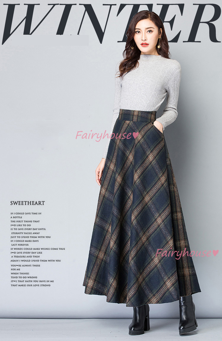スカート マキシ丈 秋冬 Aラインスカート チェック柄 フレアスカート ひざ下 ラシャ ロング丈スカート 40代 ハイウェストボ大人 オシャレ50代 レディース 
