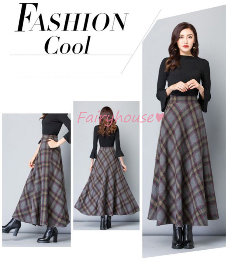 スカート マキシ丈 秋冬 Aラインスカート チェック柄 フレアスカート ひざ下 ラシャ ロング丈スカート 40代 ハイウェストボ大人 オシャレ50代 レディース 