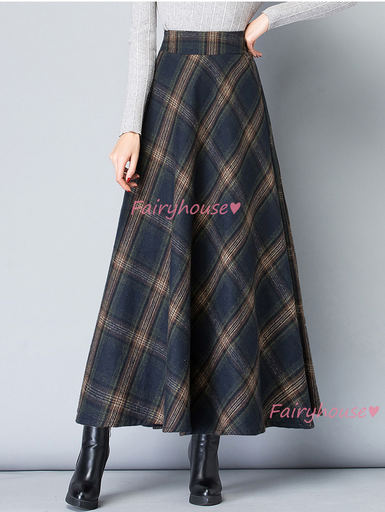 スカート マキシ丈 秋冬 Aラインスカート チェック柄 フレアスカート ひざ下 ラシャ ロング丈スカート 40代 ハイウェストボ大人 オシャレ50代 レディース 