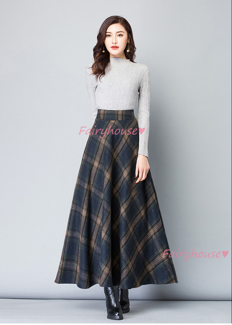 スカート マキシ丈 秋冬 Aラインスカート チェック柄 フレアスカート ひざ下 ラシャ ロング丈スカート 40代 ハイウェストボ大人 オシャレ50代 レディース 