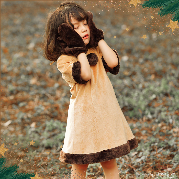 トナカイ プレ 女の子 子供 衣装 クリスマス 可愛い ワンピース トナカイプレ サンタ キッズ ポンチョ チューム 子ども用 トナカイ仮装 