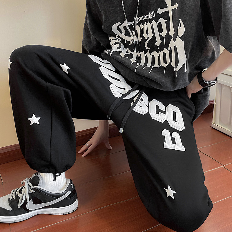 ロゴ 英文字 星柄 ロングパンツ 韓国 ストリート HIPHOP 原宿系 衣装 レディース K-POP ダンス 