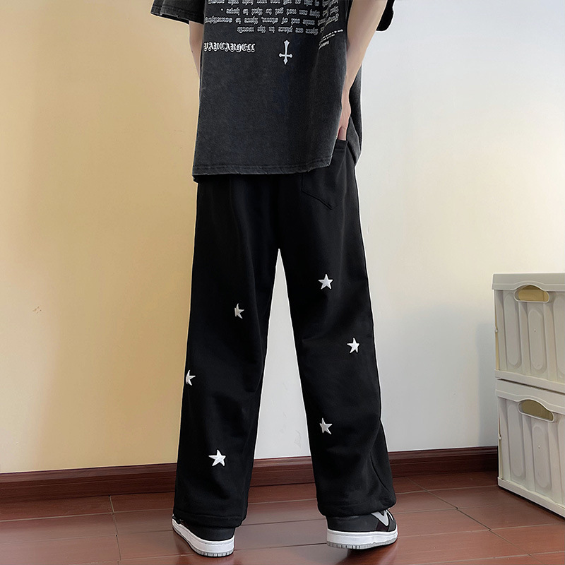 ロゴ 英文字 星柄 ロングパンツ 韓国 ストリート HIPHOP 原宿系 衣装 レディース K-POP ダンス 