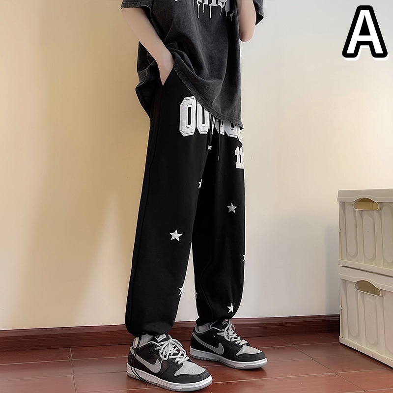 ロゴ 英文字 星柄 ロングパンツ 韓国 ストリート HIPHOP 原宿系 衣装 レディース K-POP ダンス 