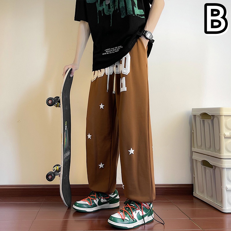 ロゴ 英文字 星柄 ロングパンツ 韓国 ストリート HIPHOP 原宿系 衣装 レディース K-POP ダンス 