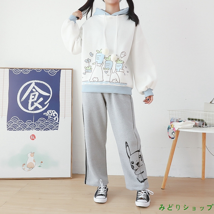 裏起毛 裏ボア 人参 ポンポン 長袖 森ガール レディース 