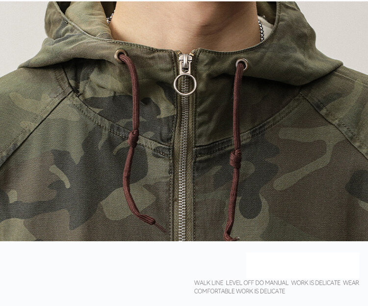 ミリタリージャケット メンズ カモフラージュ 迷彩柄 ハーフジップ フード付き メンズ ゆったり プルオーバーかっこいい ジャケット アメカジスタイル 