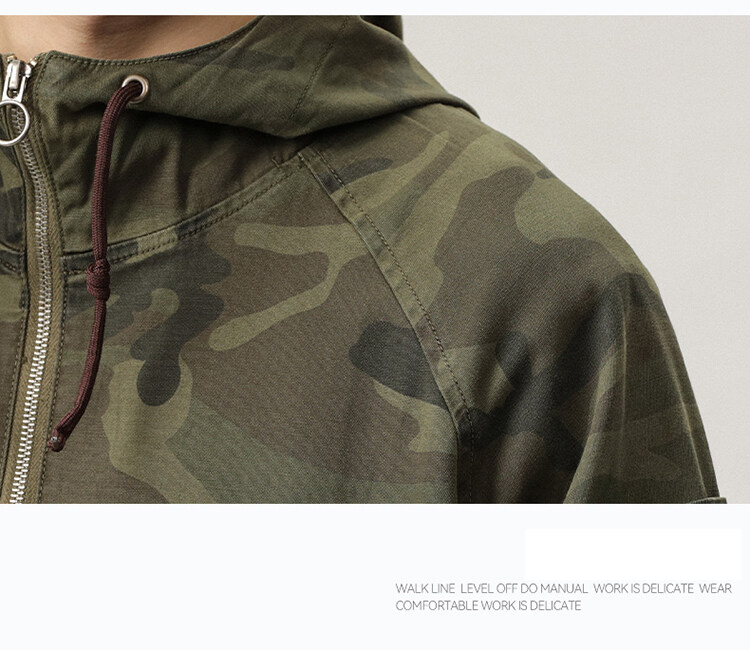 ミリタリージャケット メンズ カモフラージュ 迷彩柄 ハーフジップ フード付き メンズ ゆったり プルオーバーかっこいい ジャケット アメカジスタイル 