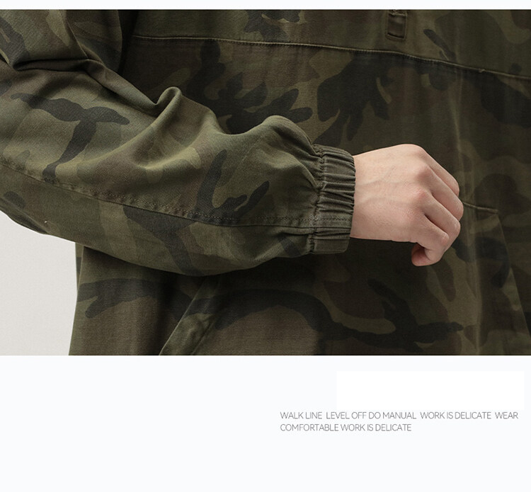 ミリタリージャケット メンズ カモフラージュ 迷彩柄 ハーフジップ フード付き メンズ ゆったり プルオーバーかっこいい ジャケット アメカジスタイル 
