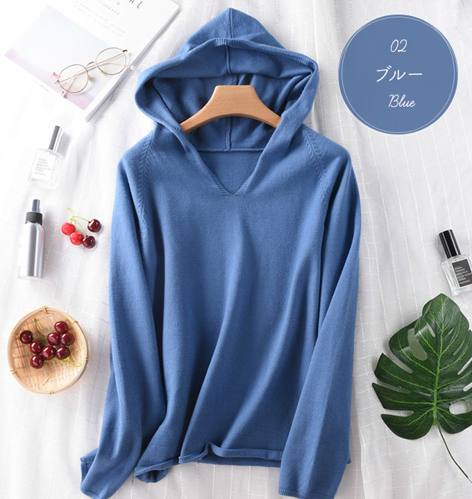 ニットレディース ニット Vネック 薄手 秋 。送料無料 ホワイト フリーサイズ グレー ブルー ベージュ ブラック 