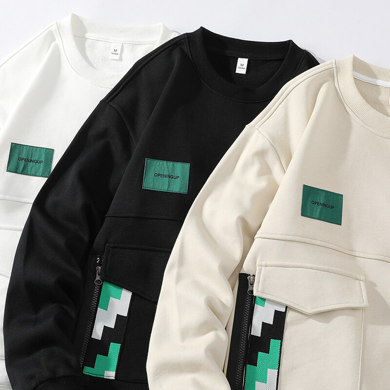 スウェット メンズ クールネック 長袖 Tシャツ カットソー 学生 インナー ロンT メンズトップス カレッジ 幾何学模様 