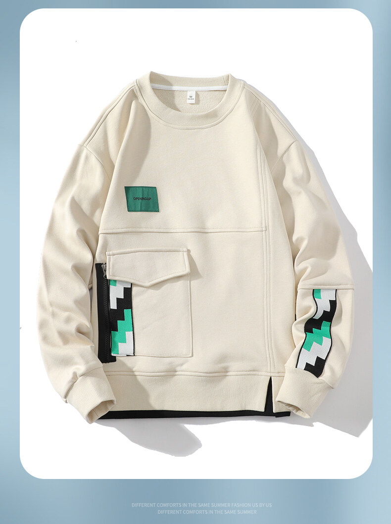 スウェット メンズ クールネック 長袖 Tシャツ カットソー 学生 インナー ロンT メンズトップス カレッジ 幾何学模様 