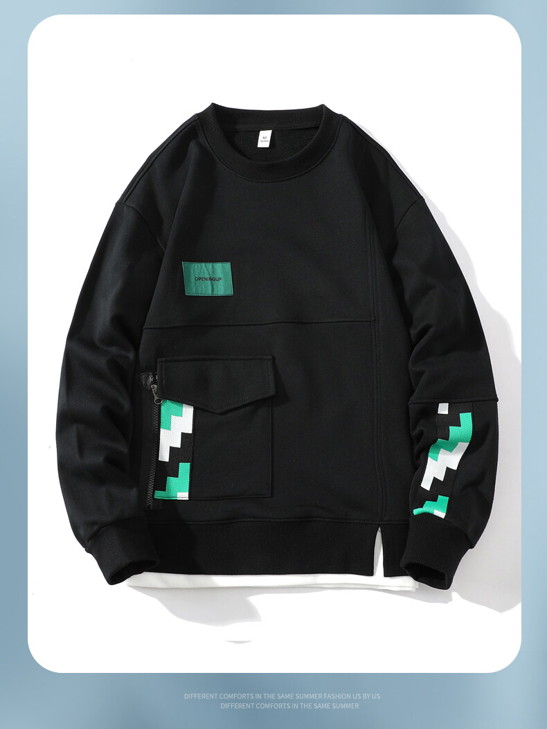 スウェット メンズ クールネック 長袖 Tシャツ カットソー 学生 インナー ロンT メンズトップス カレッジ 幾何学模様 