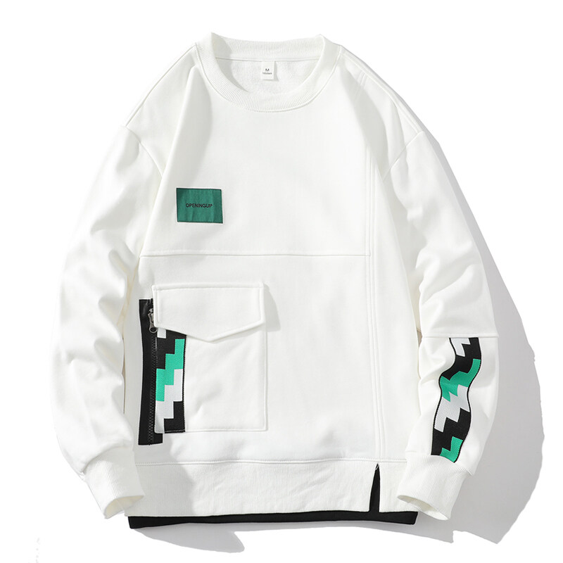 スウェット メンズ クールネック 長袖 Tシャツ カットソー 学生 インナー ロンT メンズトップス カレッジ 幾何学模様 