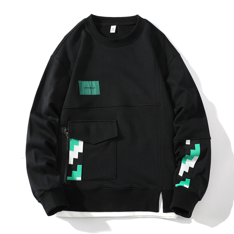 スウェット メンズ クールネック 長袖 Tシャツ カットソー 学生 インナー ロンT メンズトップス カレッジ 幾何学模様 