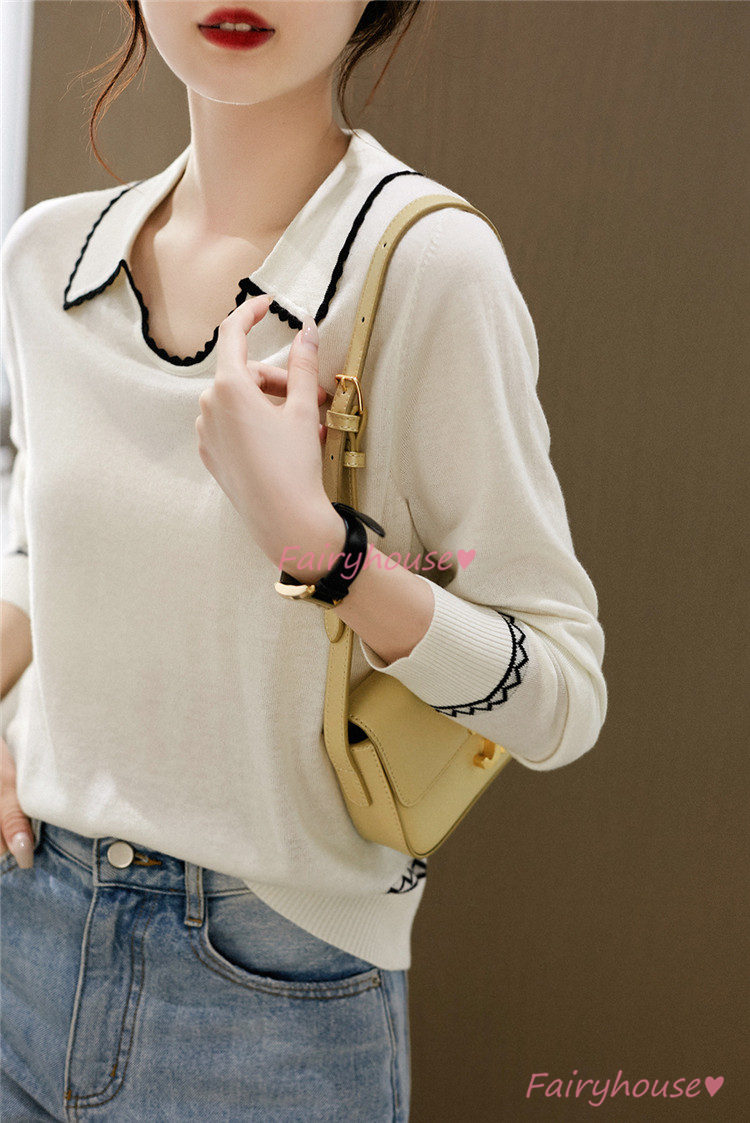 ニット セーター トップス レディース 秋冬 Vネック カジュアルニット ニットインナー 30代 着痩せ 通勤 長袖ニット オシャレ 40代 きれいめ 配色 