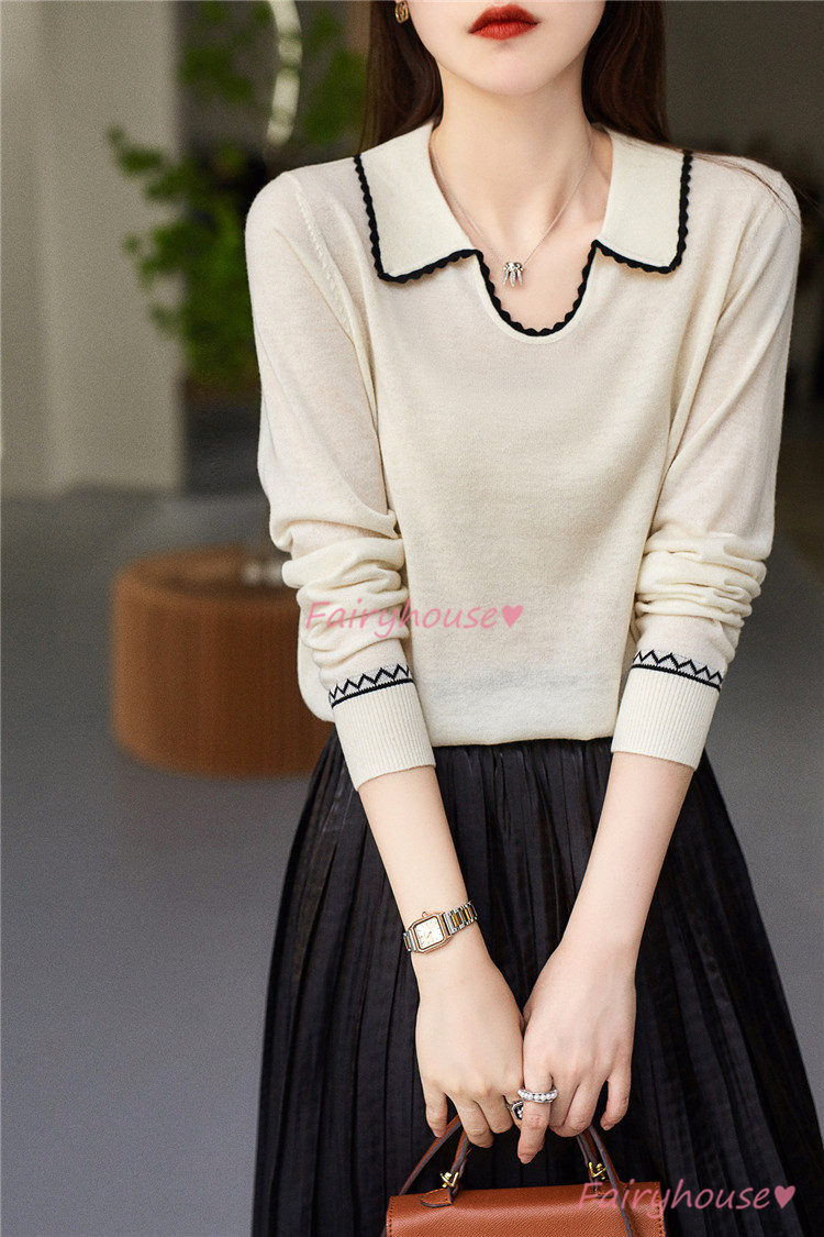 ニット セーター トップス レディース 秋冬 Vネック カジュアルニット ニットインナー 30代 着痩せ 通勤 長袖ニット オシャレ 40代 きれいめ 配色 