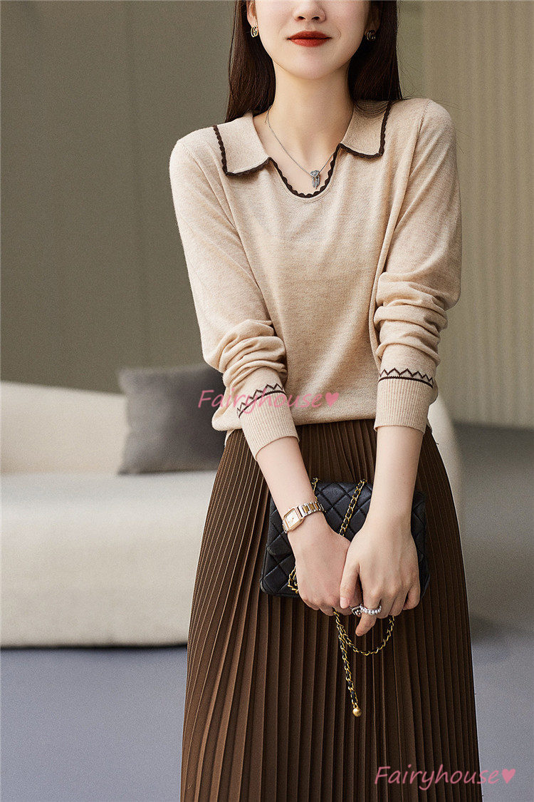 ニット セーター トップス レディース 秋冬 Vネック カジュアルニット ニットインナー 30代 着痩せ 通勤 長袖ニット オシャレ 40代 きれいめ 配色 