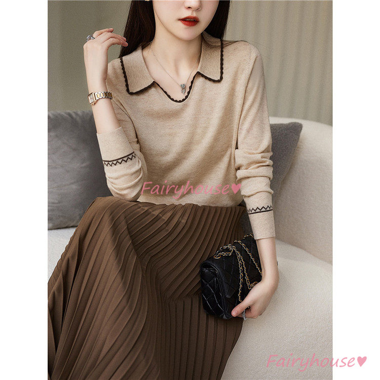 ニット セーター トップス レディース 秋冬 Vネック カジュアルニット ニットインナー 30代 着痩せ 通勤 長袖ニット オシャレ 40代 きれいめ 配色 