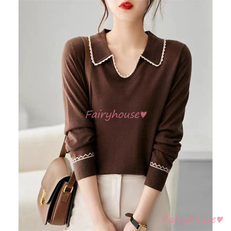 ニット セーター トップス レディース 秋冬 Vネック カジュアルニット ニットインナー 30代 着痩せ 通勤 長袖ニット オシャレ 40代 きれいめ 配色 