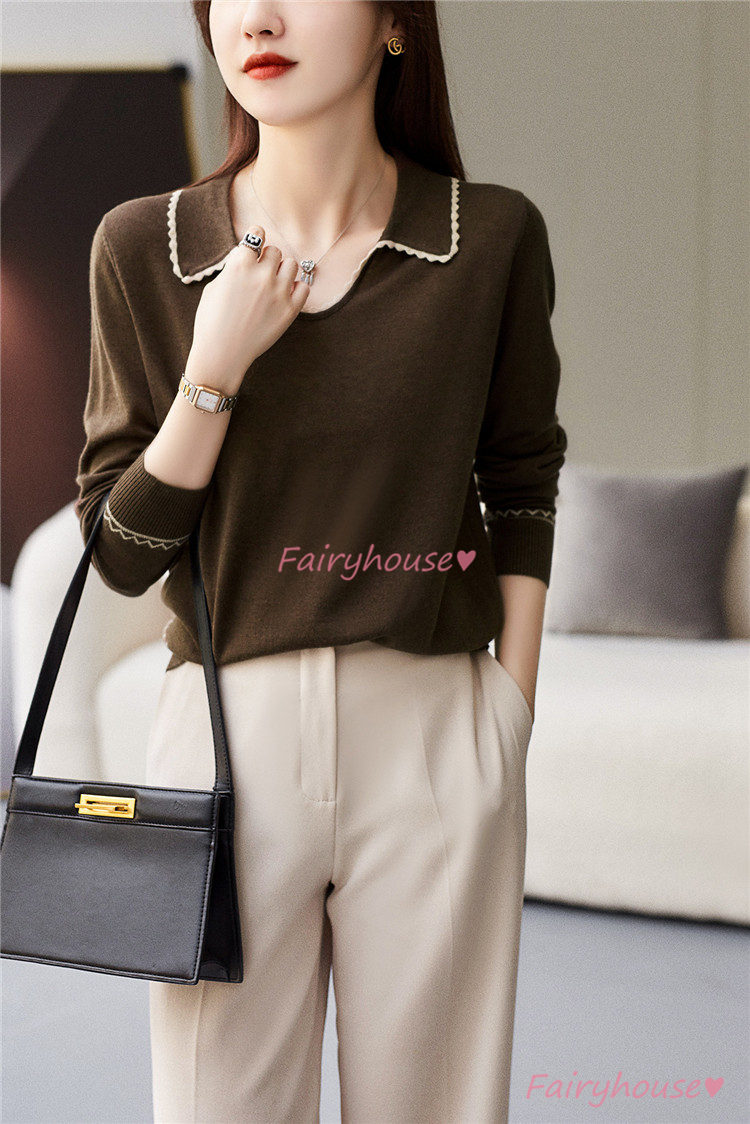 ニット セーター トップス レディース 秋冬 Vネック カジュアルニット ニットインナー 30代 着痩せ 通勤 長袖ニット オシャレ 40代 きれいめ 配色 