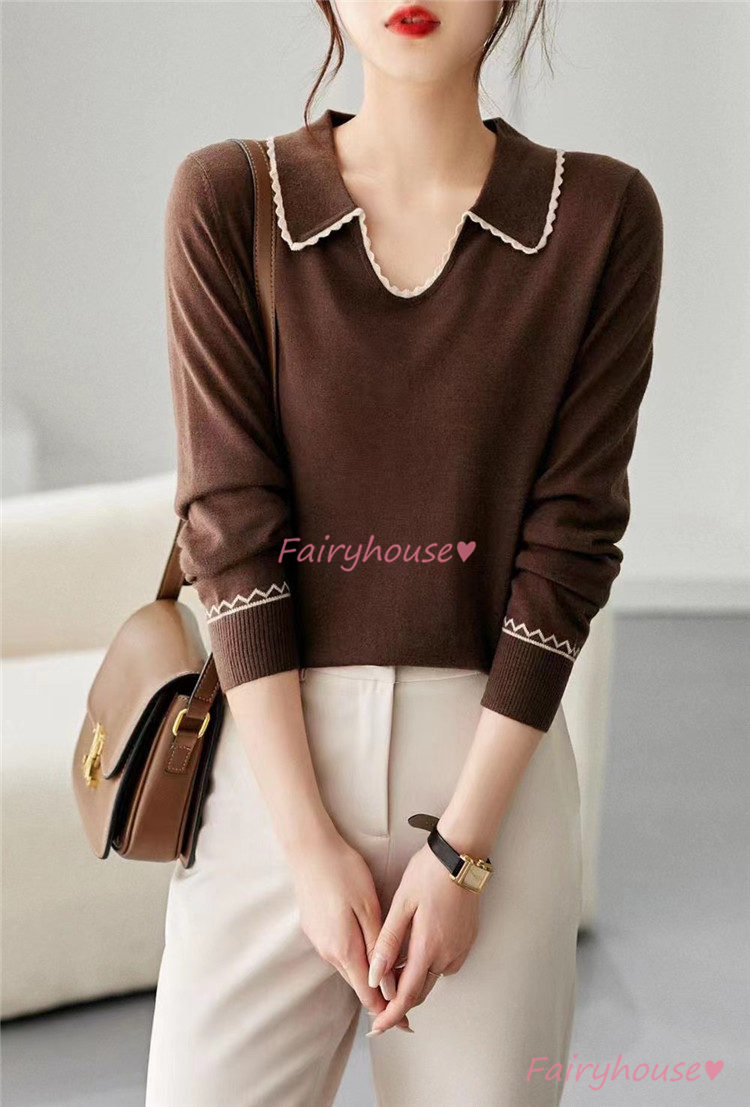 ニット セーター トップス レディース 秋冬 Vネック カジュアルニット ニットインナー 30代 着痩せ 通勤 長袖ニット オシャレ 40代 きれいめ 配色 