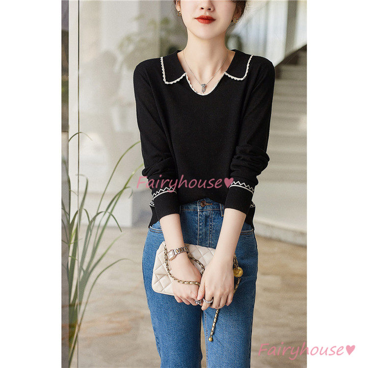 ニット セーター トップス レディース 秋冬 Vネック カジュアルニット ニットインナー 30代 着痩せ 通勤 長袖ニット オシャレ 40代 きれいめ 配色 