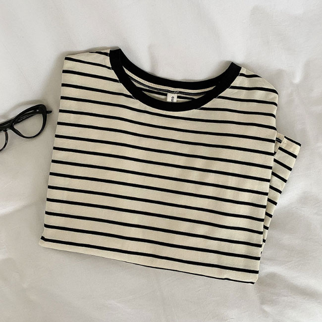 送料無料 カットソー レディース 長袖Tシャツ ボーダー柄 Tシャツ トップス薄手 コットンTシャツ 綿混 長袖 ゆったり ボーダーTシャツ クルーネック 春秋 