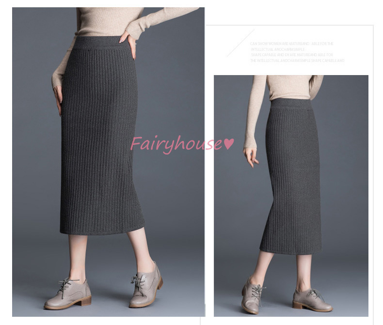 ニットスカート マキシ丈 秋冬 タイトスカート 無地ニット スリットスカート ハイウェストボトムス大人 ロング丈スカート 40代 オシャレ レディース 着痩せ 