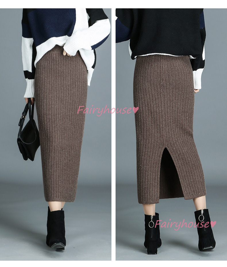 ニットスカート マキシ丈 秋冬 タイトスカート 無地ニット スリットスカート ハイウェストボトムス大人 ロング丈スカート 40代 オシャレ レディース 着痩せ 