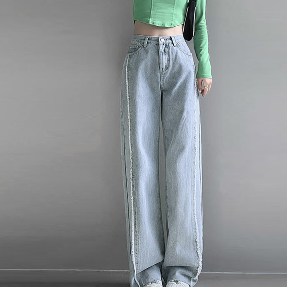 デニム ワイドパンツ ハイウエスト 脚長  