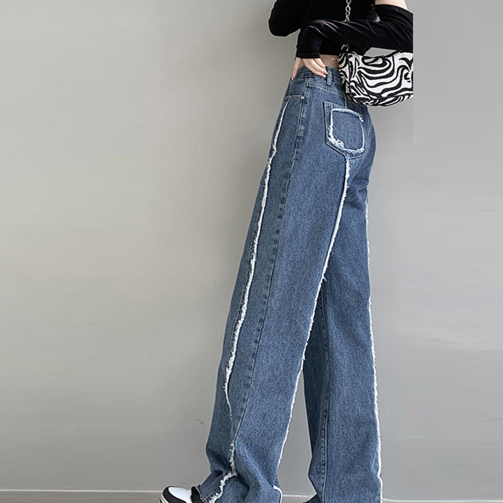 デニム ワイドパンツ ハイウエスト 脚長  