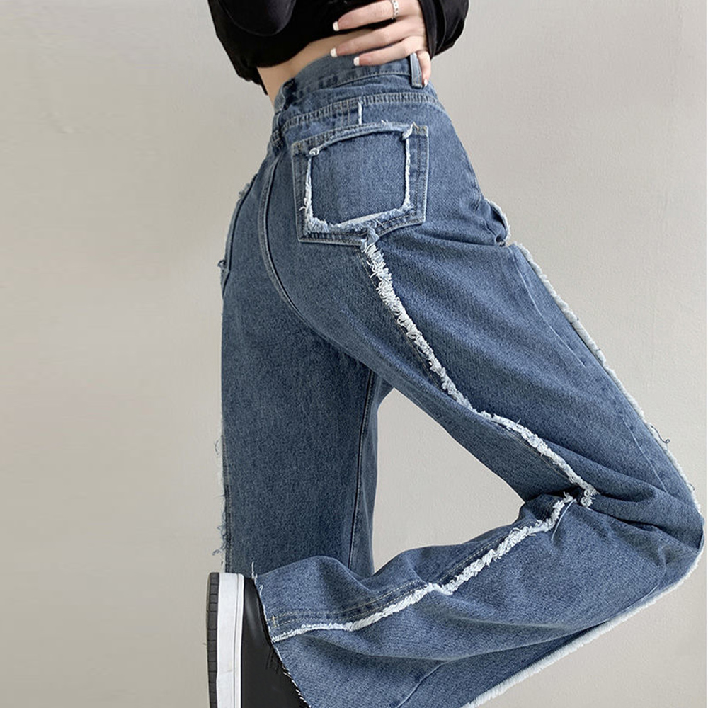 デニム ワイドパンツ ハイウエスト 脚長  